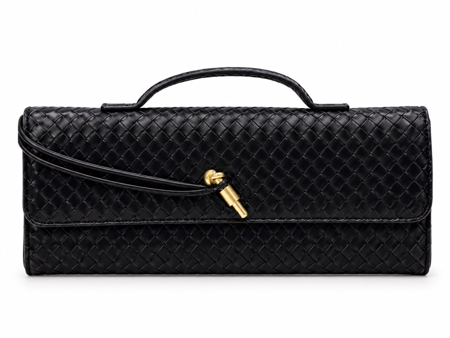 Clutch de mão em tressê preta
