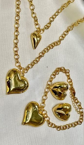 Conjunto coração dourado